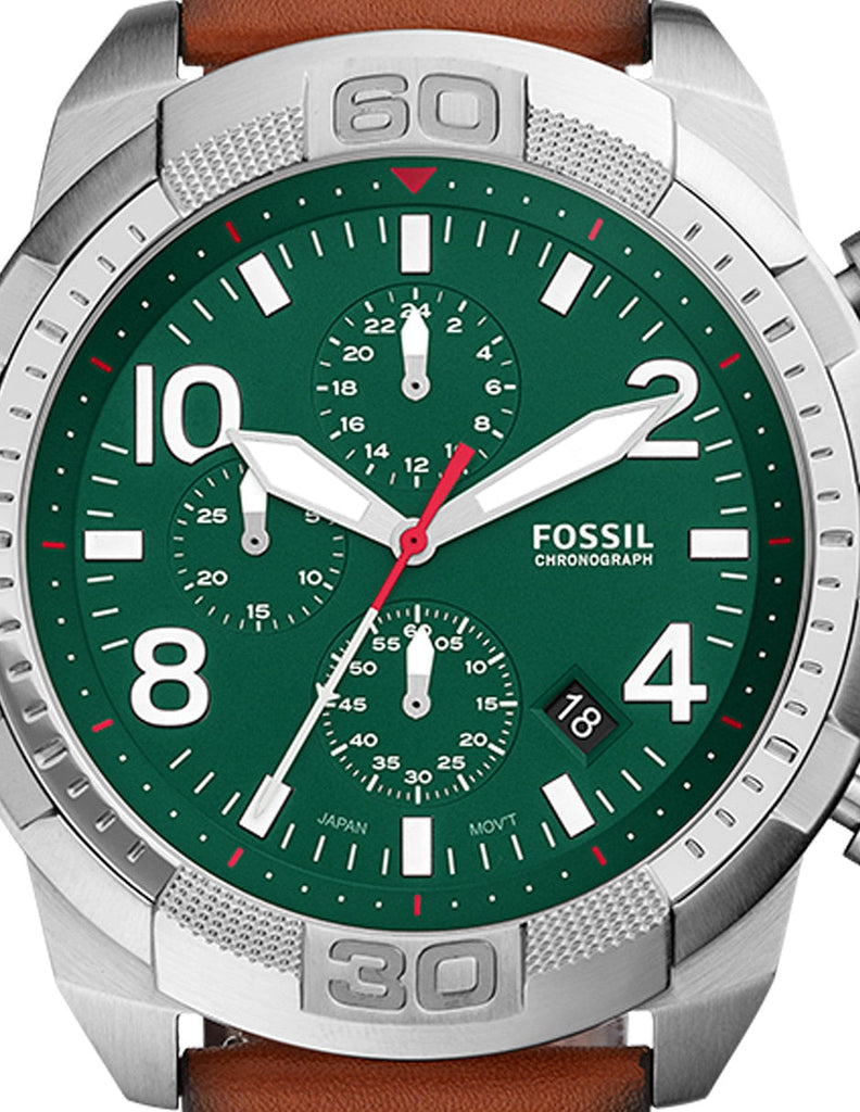 Fossil Bronson Chronograph Green Dial Brown Leather Strap Watch for Men - FS5738 Buy Now By Fossil