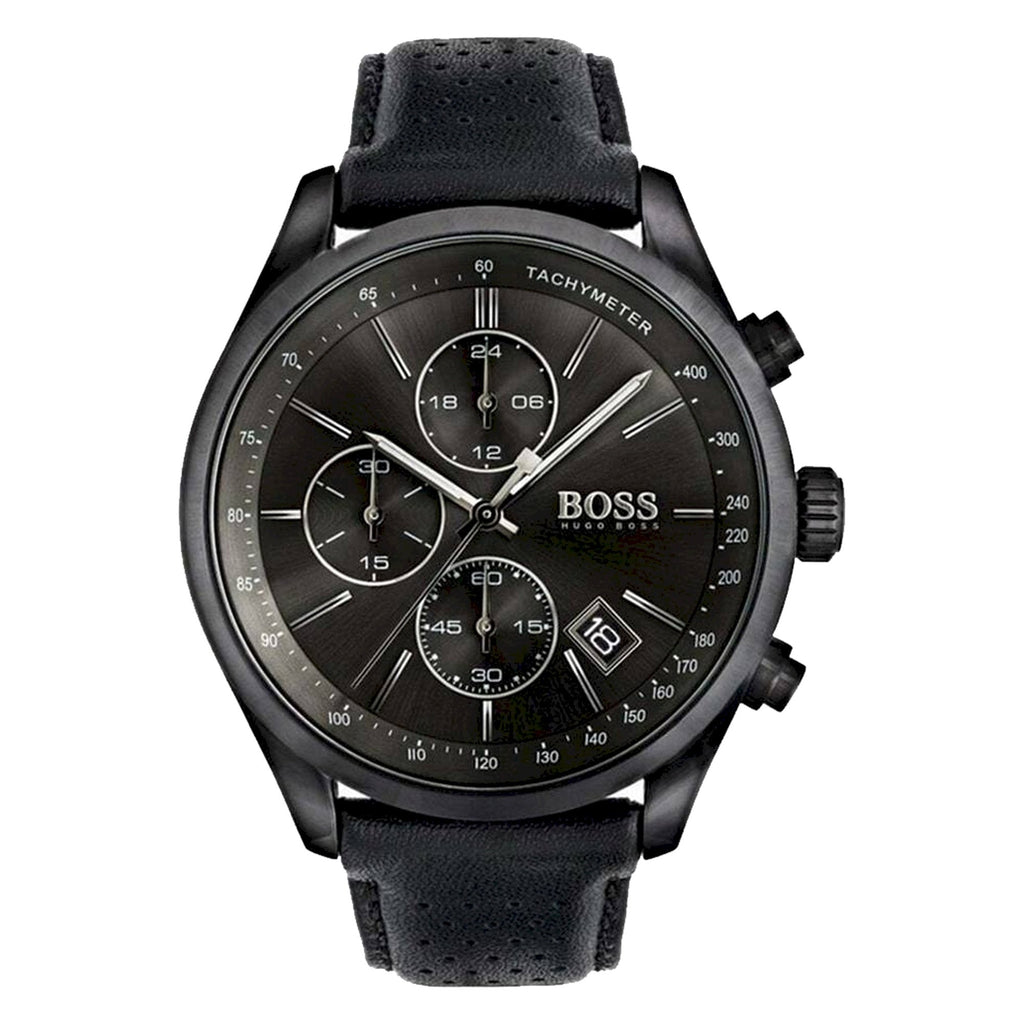 Hugo Boss Grand Prix Black Dial Black Leather Strap Watch for Men - 1513474 Buy Now By Hugo Boss