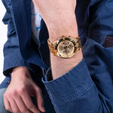 Guess Continental Gold Dial Gold Steel Strap Watch For Men - GW0260G4 Buy Now By Guess