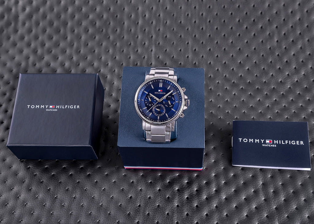 Tommy Hilfiger Tyson Chronograph Blue Dial Silver Steel Strap Watch For Men - 1710588 Buy Now By Tommy Hilfiger