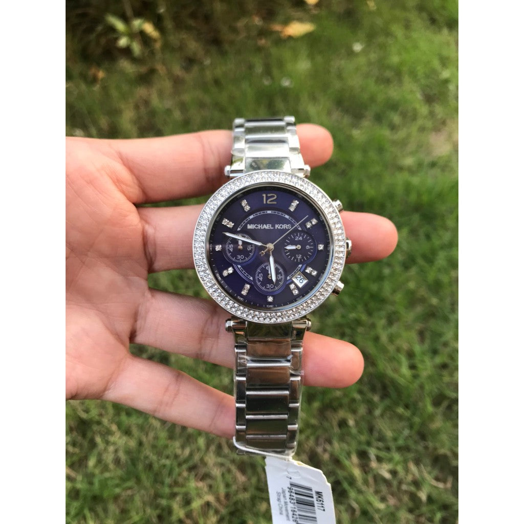 Michael Kors Parker Chronograph Blue Dial Silver Steel Strap Watch for Women - MK6117 Buy Now By Michael Kors