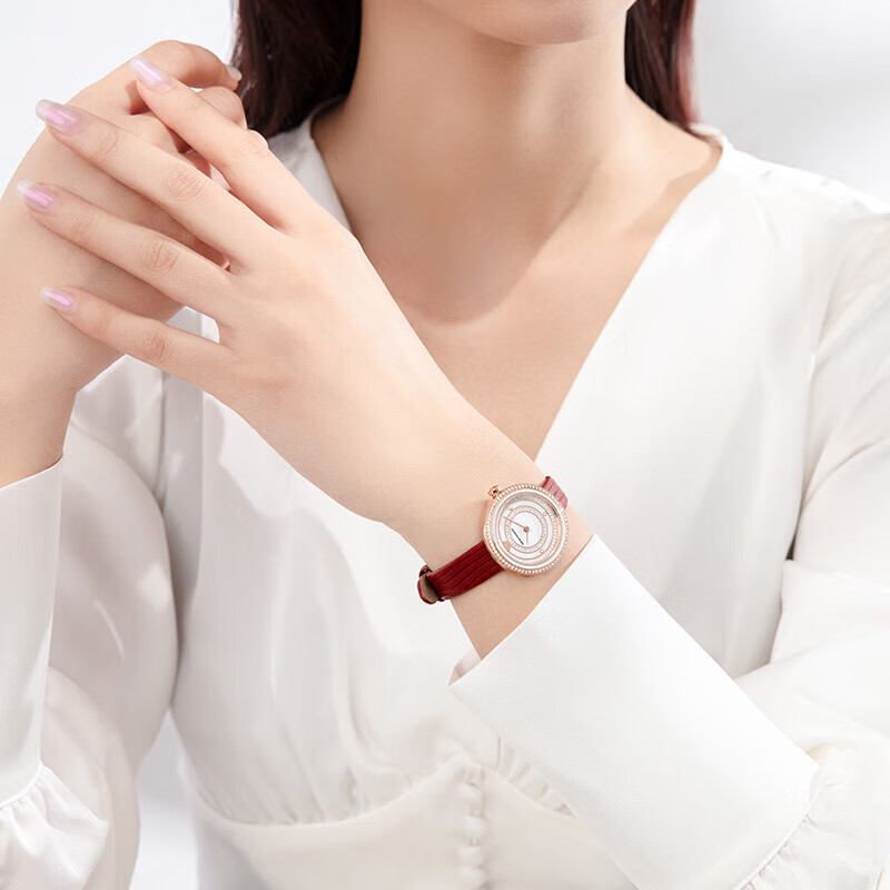 Emporio Armani Two-Hand Analog White Dial Red Leather Strap Watch For Women - AR11532 Buy Now By Emporio Armani