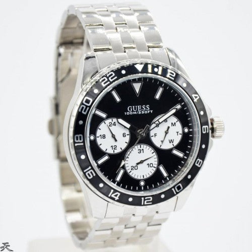Guess Odyssey Black Dial Silver Steel Strap Watch For Men - W1107G1 Buy Now By Guess