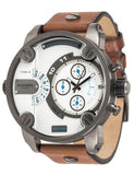 Diesel SBA Dual Time Chronograph White Dial Brown Leather Strap Watch For Men - DZ7269 Buy Now By Diesel