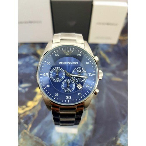 Emporio Armani Sportivo Chronograph Blue Dial Silver Steel Strap Watch For Men - AR5860 Buy Now By Emporio Armani
