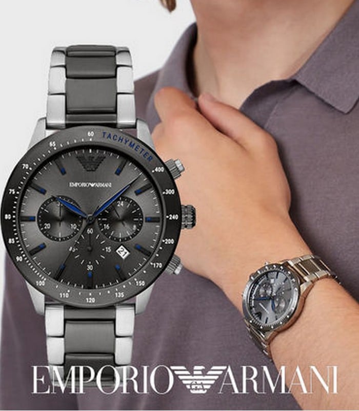 Emporio Armani Chronograph Grey Dial Two Tone Steel Strap Watch For Men - AR11391 Buy Now By Emporio Armani