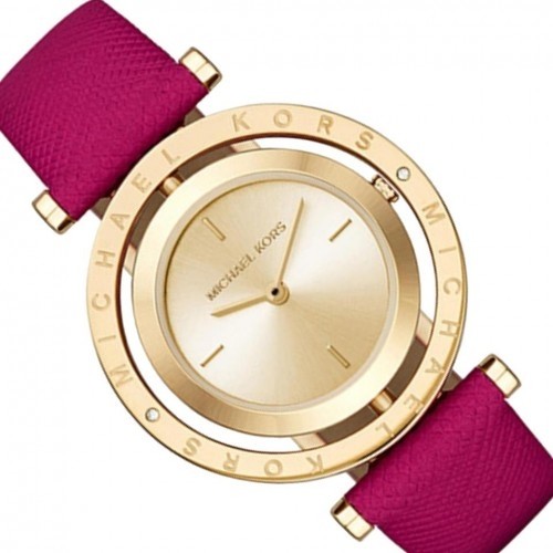 Michael Kors Averi Gold Dial Pink Leather Strap Watch for Women - MK2525 Buy Now By Michael Kors