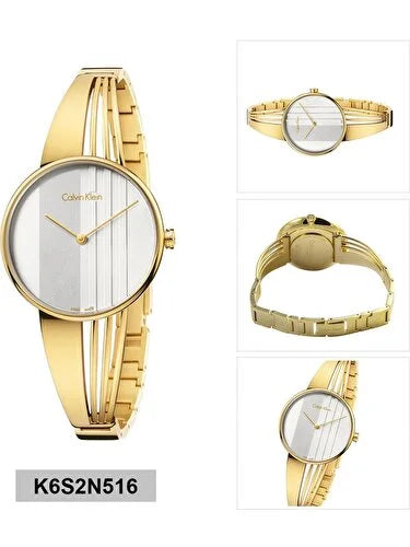 Calvin Klein Drift Silver Dial Gold Steel Strap Watch for Women - K6S2N516