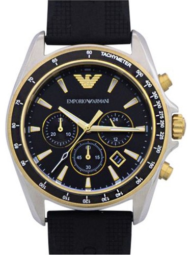 Emporio Armani Sigma Chronograph lack Dial Black Rubber Strap Watch For Men - AR80003 Buy Now By Emporio Armani