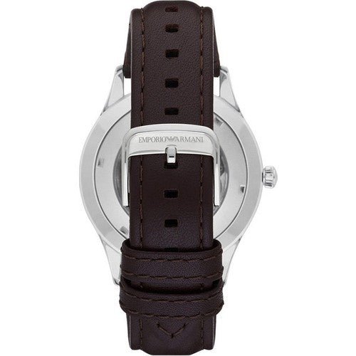 Emporio Armani Meccanico White Dial Brown Leather Strap Watch For Men - AR1946 Buy Now By Emporio Armani