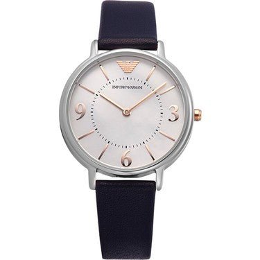 Emporio Armani Kappa White Mother of Pearl Dial Black Leather Strap Watch For Women - AR2509 Buy Now By Emporio Armani