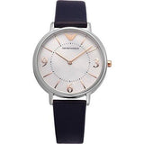 Emporio Armani Kappa White Mother of Pearl Dial Black Leather Strap Watch For Women - AR2509 Buy Now By Emporio Armani