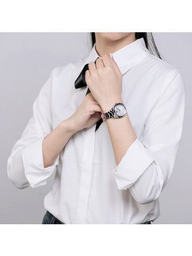 Emporio Armani Valeria Quartz Mother of Pearl Dial Silver Steel Strap Watch For Women - AR11030