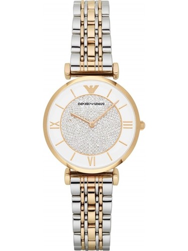 Emporio Armani Gianni T Bar Analog White Dial Two Tone Steel Strap Watch For Women - AR2076 Buy Now By Emporio Armani