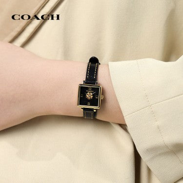 Coach Black Square Dial Black Leather Strap Watch for Women - 14503695 Buy Now By Coach