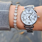 Emporio Armani Gianni T Bar White Marble Dial Silver Steel Strap Watch For Women - AR11170 Buy Now By Emporio Armani