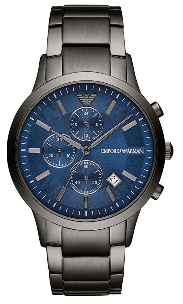 Emporio Armani Renato Chronograph Blue Dial Grey Steel Strap Watch For Men - A11215 Buy Now By Emporio Armani