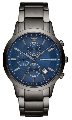 Emporio Armani Renato Chronograph Blue Dial Grey Steel Strap Watch For Men - A11215 Buy Now By Emporio Armani