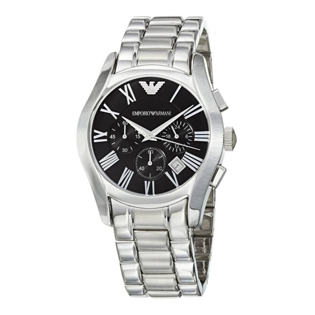 Emporio Armani Valente Chronograph Black Dial Silver Stainless Steel Watch For Men - AR0673 Buy Now By Emporio Armani
