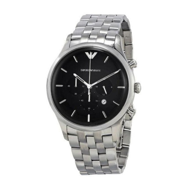 Emporio Armani Chronograph Black Dial Silver Steel Strap Watch For Men - AR11017 Buy Now By Emporio Armani