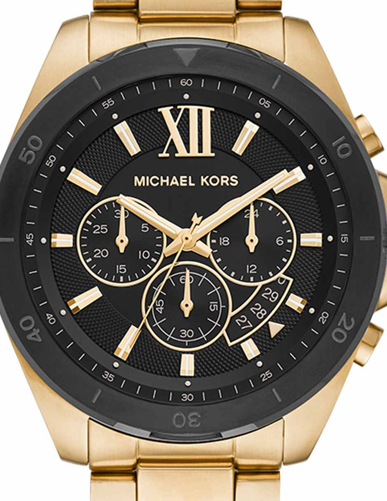 Michael Kors Brecken Chronograph Black Dial Gold Steel Strap Watch For Men - MK8848 Buy Now By Michael Kors