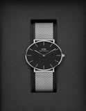 Daniel Wellington Petite Sterling Black Dial Silver Mesh Bracelet Watch For Women - DW00100304 Buy Now By Daniel Wellington