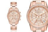 Michael Kors Ritz Chronograph Rose Gold Dial Rose Gold Steel Strap Watch For Women - MK6598 Buy Now By Michael Kors