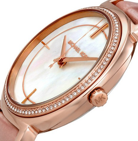 Michael Kors Cinthia Mother of Pearl Dial Pink Leather Strap Watch for Women - MK2663 Buy Now By Michael Kors
