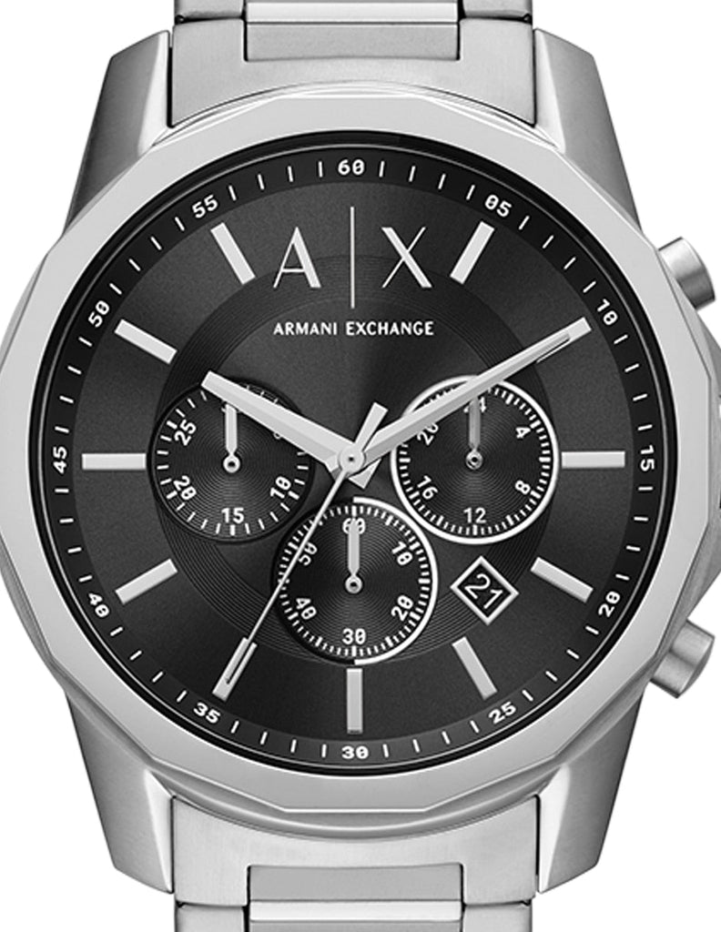Armani Exchange Banks Chronograph Black Dial Silver Steel Strap Watch For Men - AX1720 Buy Now By Armani Exchange
