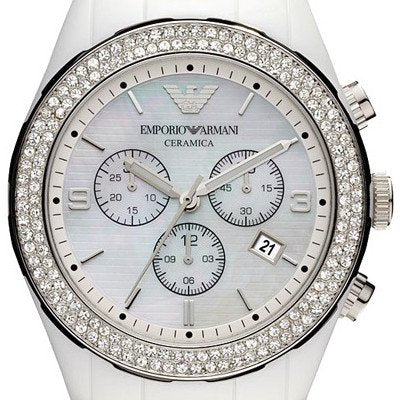 Emporio Armani Ceramica Chronograph White Dial White Ceramic Strap Watch For Women - AR1456 Buy Now By Emporio Armani