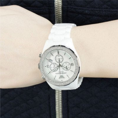 Emporio Armani Ceramica Chronograph White Dial White Ceramic Strap Watch For Women - AR1456 Buy Now By Emporio Armani