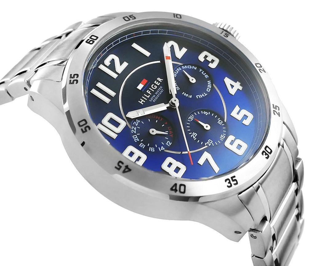 Tommy Hilfiger Trent Chronograph Blue Dial Silver Steel Strap Watch for Men - 1791053 Buy Now By Tommy Hilfiger