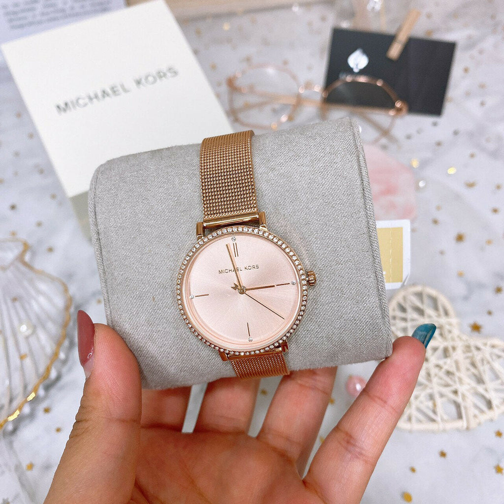 Michael Kors Mini Jayne Crystals Rose Gold Dial Rose Gold Mesh Strap Watch for Women - MK7122 Buy Now By Michael Kors