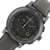 Burberry The City Chronograph Ion Plated Grey Dial Grey Leather Strap Watch for Men - BU9384 Buy Now By Burberry