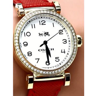 Coach Madison White Dial Red Leather Strap Watch for Women - 14502400 Buy Now By Coach