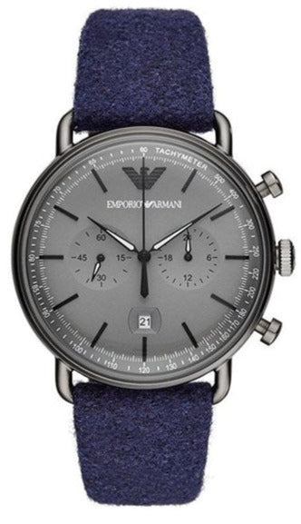 Emporio Armani Aviator Quartz Grey Dial Blue Fabric Strap Watch For Men - AR11144 Buy Now By Emporio Armani