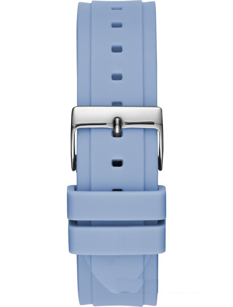 Guess Confetti Crystal Silver Dial Blue Rubber Strap Watch For Women - W1098L3 Buy Now By Guess
