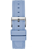 Guess Confetti Crystal Silver Dial Blue Rubber Strap Watch For Women - W1098L3 Buy Now By Guess