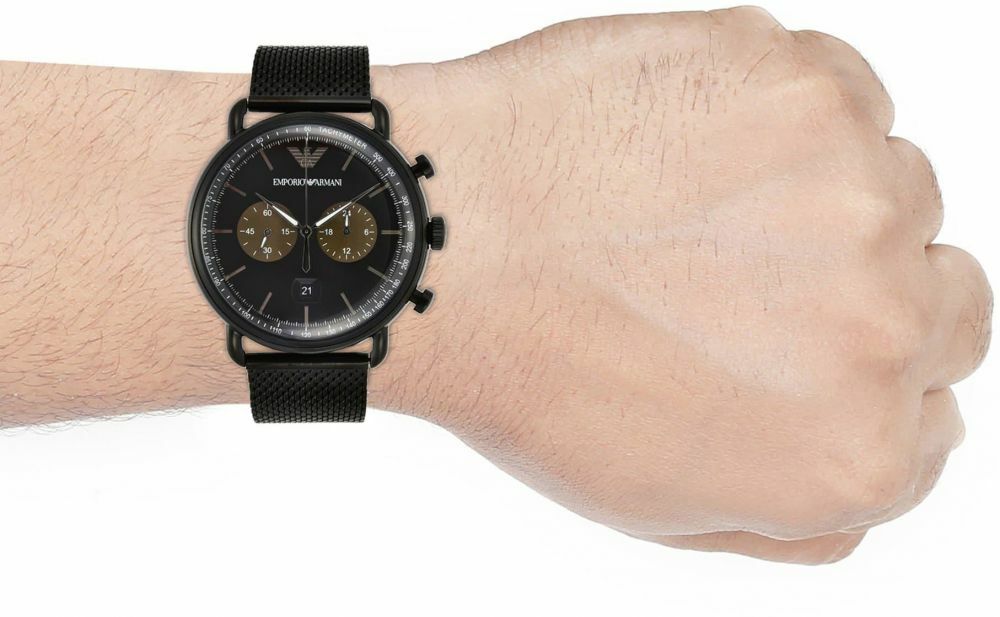 Emporio Armani Aviator Black Dial Black Mesh Bracelet Watch For Men - AR11142 Buy Now By Emporio Armani