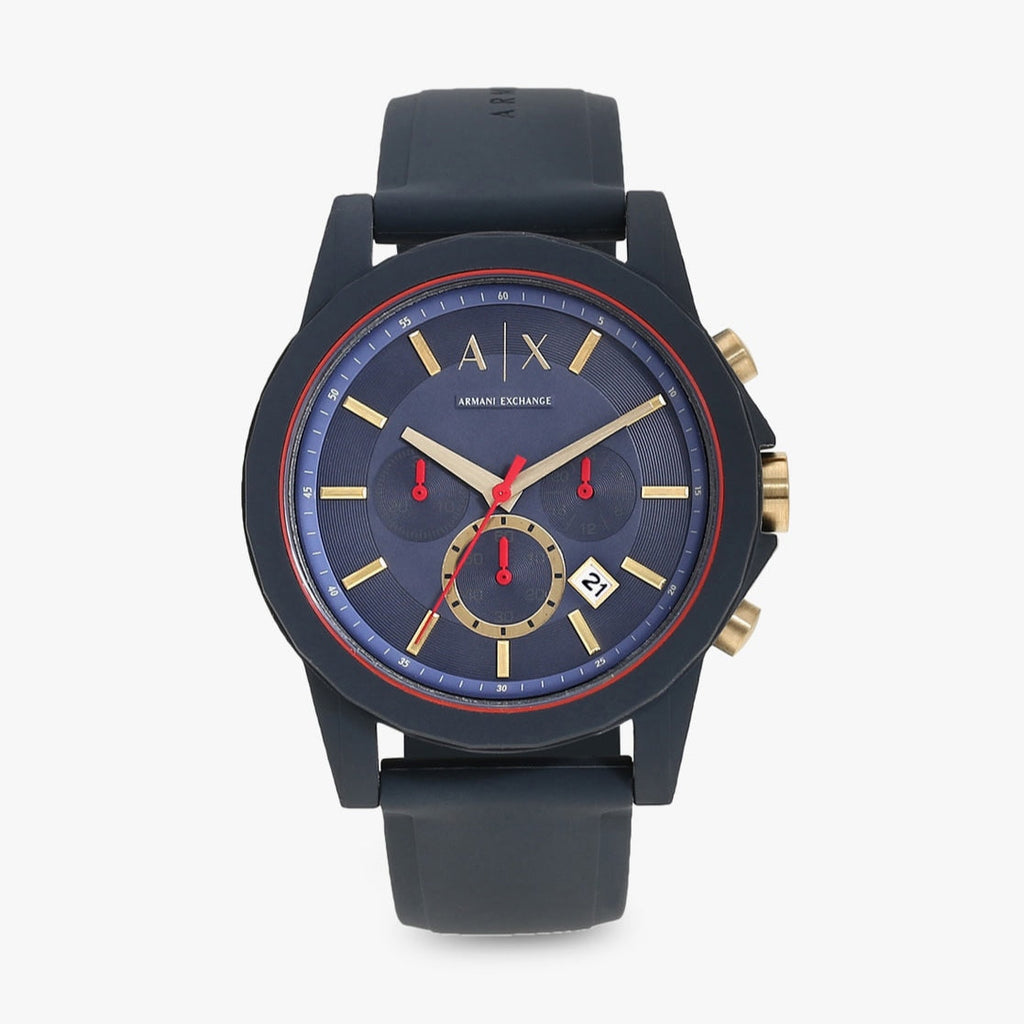 Armani Exchange Outerbanks Chronograph Blue Dial Blue Silicone Strap Watch For Men - AX1335 Buy Now By Armani Exchange