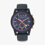 Armani Exchange Outerbanks Chronograph Blue Dial Blue Silicone Strap Watch For Men - AX1335 Buy Now By Armani Exchange
