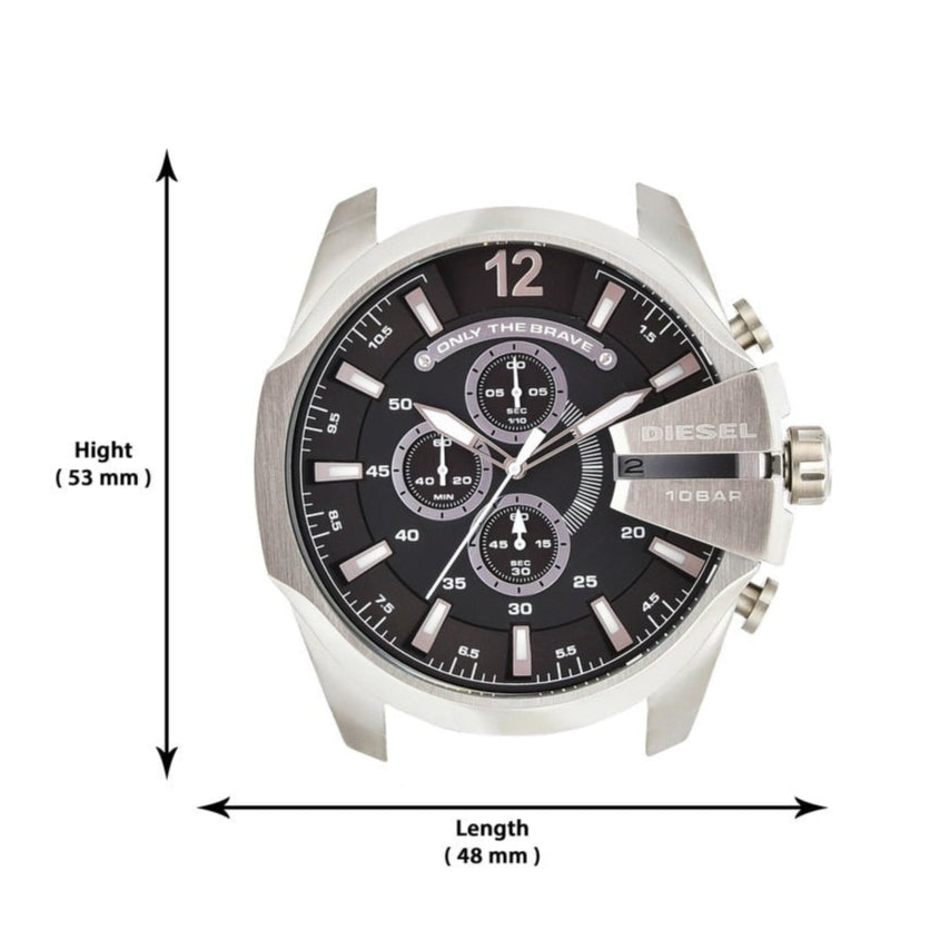 Diesel Mega Chief Chronograph Black Dial Brown Leather Strap Watch For Men - DZ4290 Buy Now By Diesel