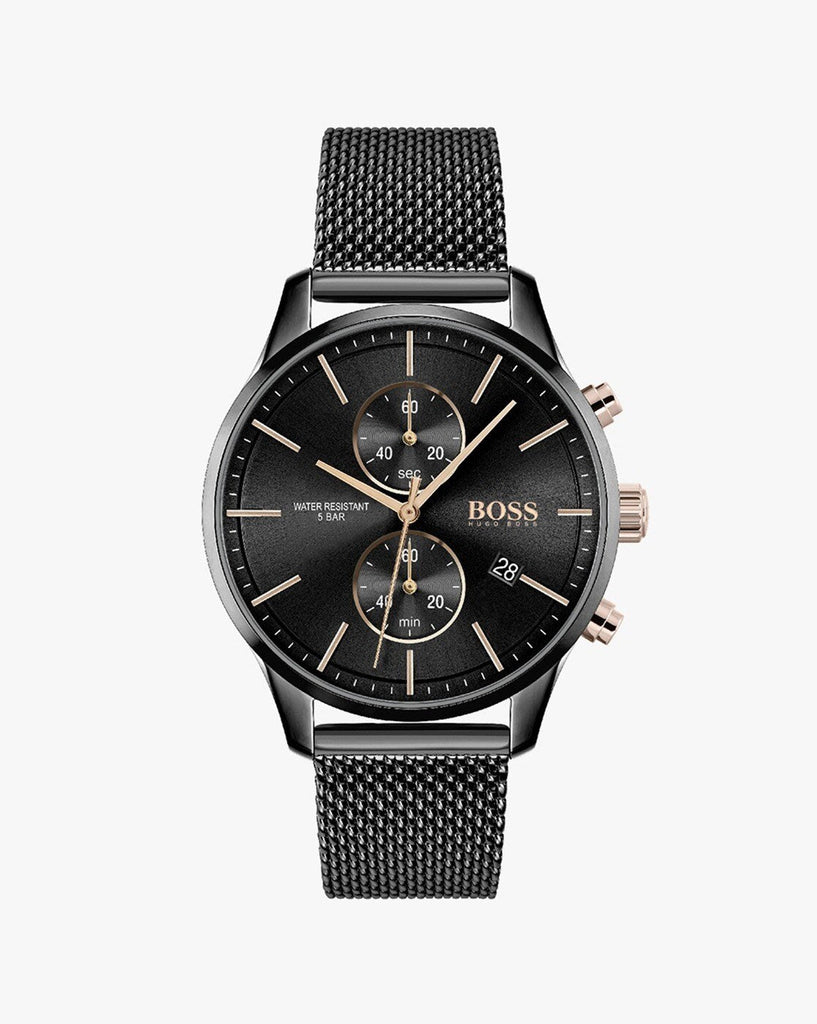 Hugo Boss Associate Black Dial Black Mesh Bracelet Watch for Men - 1513811 Buy Now By Hugo Boss
