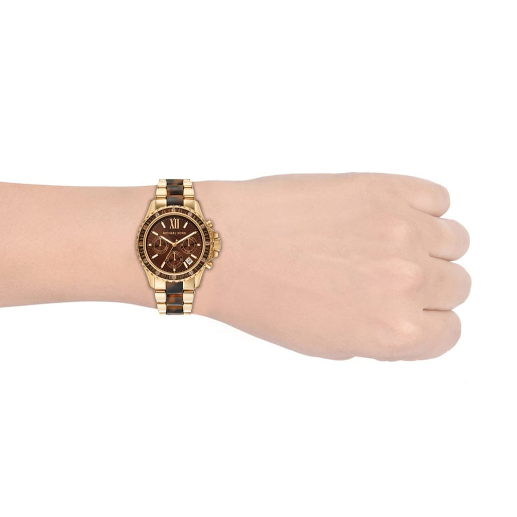 Michael Kors Everest Chronograph Brown Dial Two Tone Steel Strap Watch For Women - MK6973 Buy Now By Michael Kors