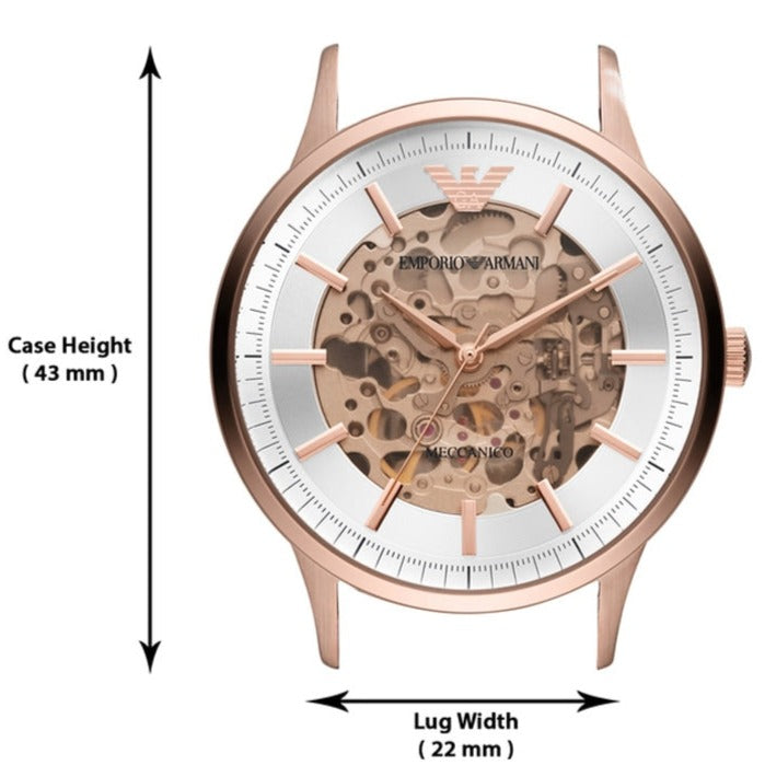 Emporio Armani Meccanico Automatic Silver Dial Brown Leather Strap Watch For Men - AR60039 Buy Now By Emporio Armani