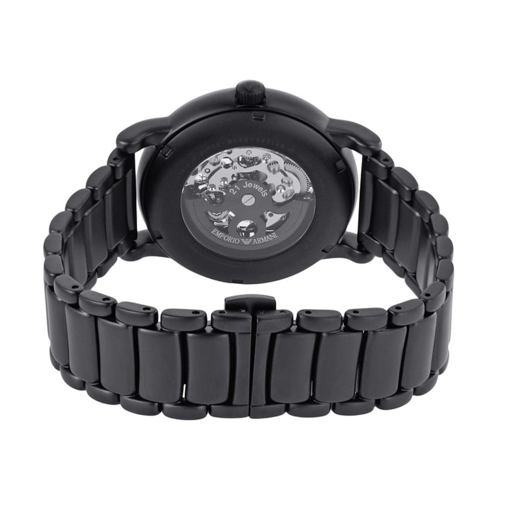 Emporio Armani Meccanico Skeleton Black Dial Black Steel Strap Watch For Men - AR60045 Buy Now By Emporio Armani