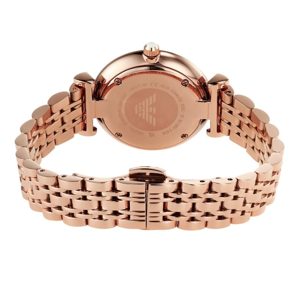 Emporio Armani Gianni T-Bar Crystals Silver Dial Rose Gold Steel Strap Watch For Women - AR11446 Buy Now By Emporio Armani