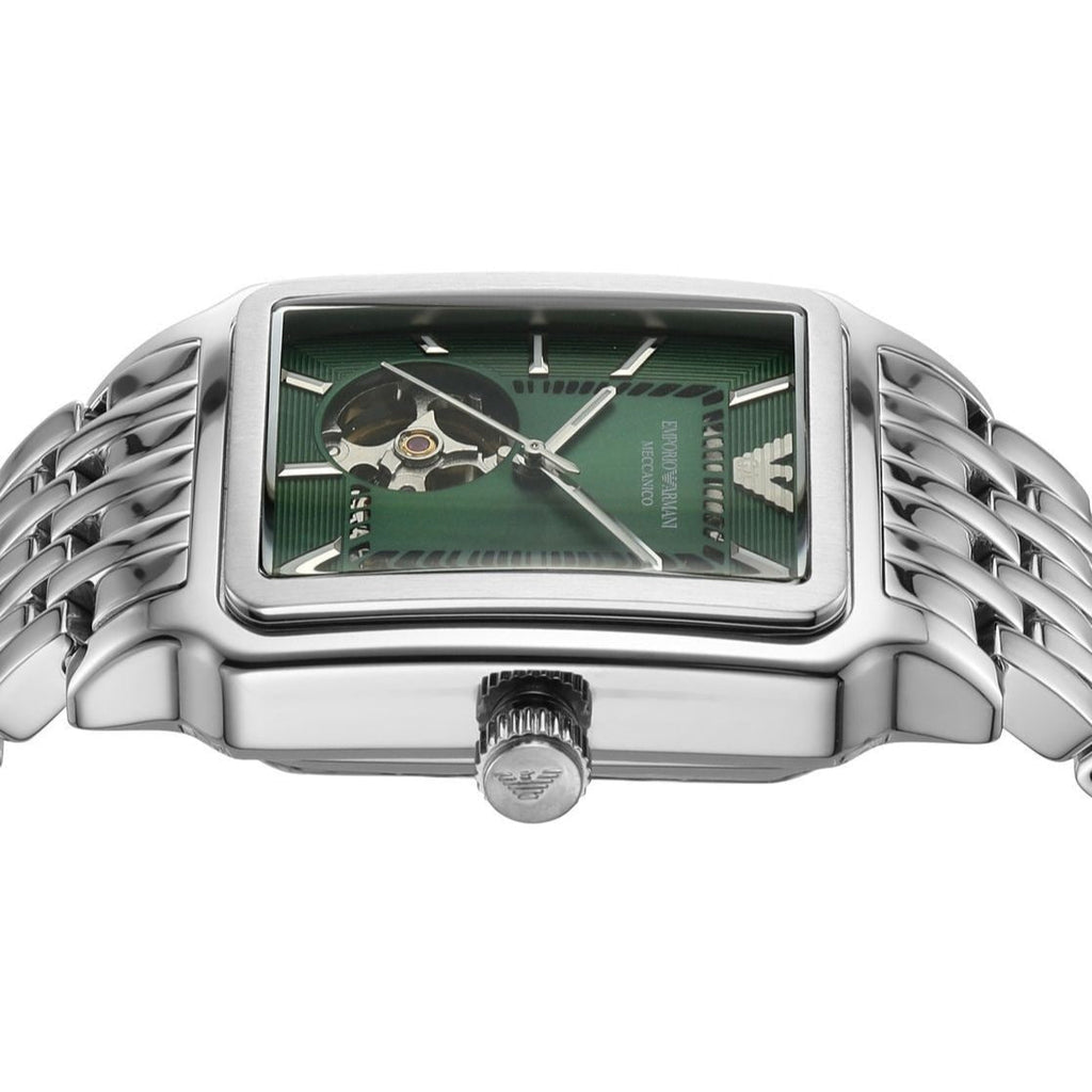 Emporio Armani Meccanico Automatic Green Dial Silver Steel Strap Watch For Men - AR60067 Buy Now By Emporio Armani
