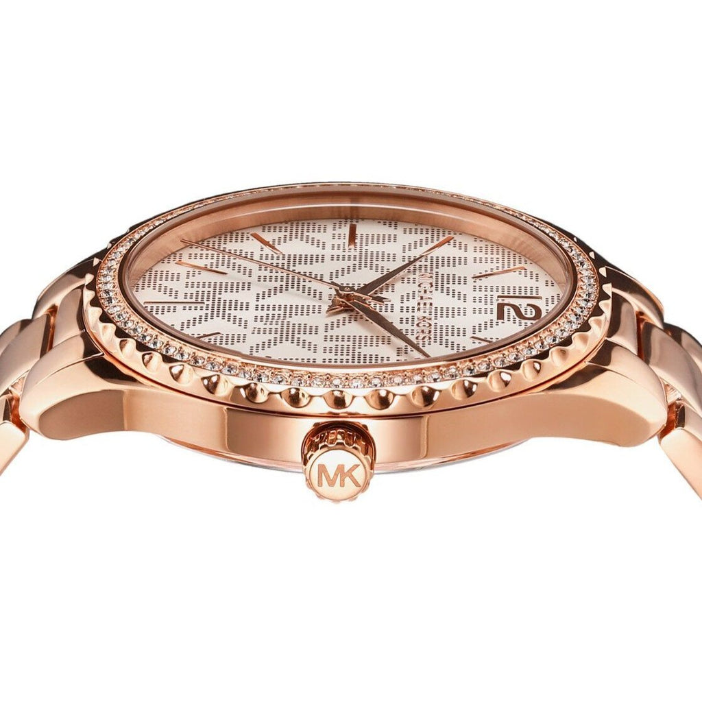 Michael Kors Layton Three Hand Silver Dial Rose Gold Steel Strap Watch For Women - MK7297 Buy Now By Michael Kors