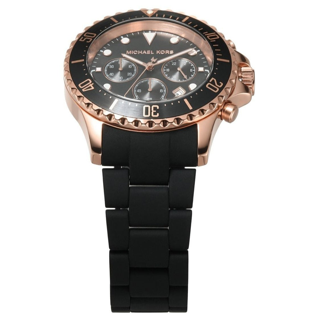 Michael Kors Everest Chronograph Black Dial Black Silicone Strap Watch For Men - MK9055 Buy Now By Michael Kors